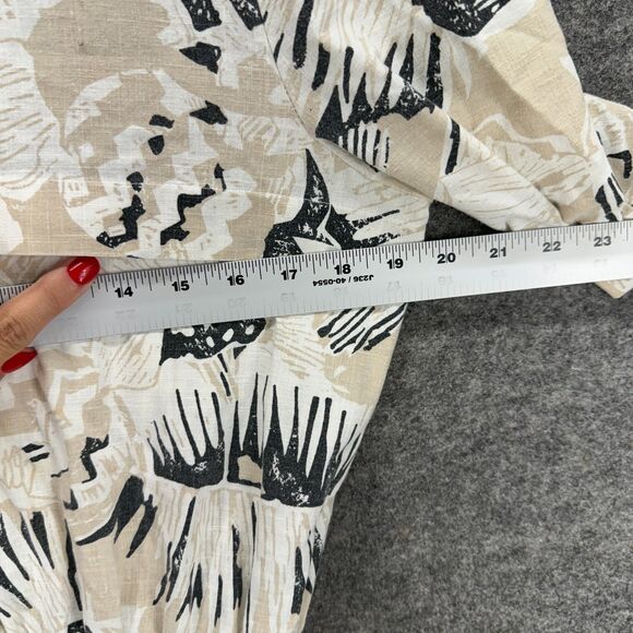 La Jones Of America Shirt Dress Women 10 Beige Floral Button Up Collared Midi - Picture 7 of 9